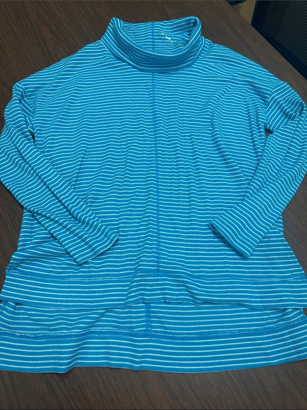 Liz Claiborne Turquoise and White Striped Turtleneck Long Sleeve Top